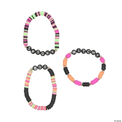 Halloween Spooky, Boo & Witchy Disc Bead Bracelets-12Pk